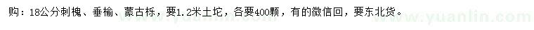 求購(gòu)刺槐、垂榆、蒙古櫟