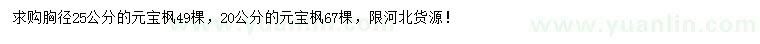 求購胸徑20、25公分元寶楓