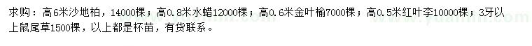 求購沙地柏、水蠟、金葉榆等