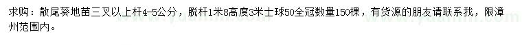 求購(gòu)4-5公分散尾葵
