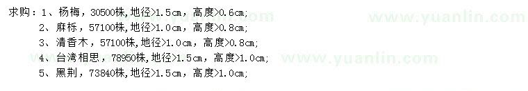 求購(gòu)楊梅、麻櫟、清香木等