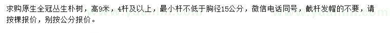 求購高9米叢生樸樹