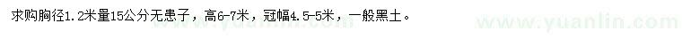 求購(gòu)胸徑1.2米量15公分無(wú)患子