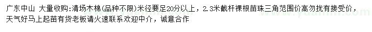 求購米徑20公分以上木棉