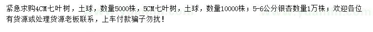求購(gòu)4、5公分七葉樹(shù)、5-6公分銀杏