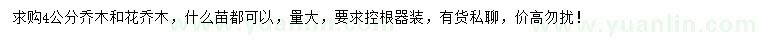 求購4公分喬木