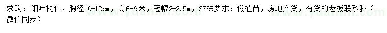 求購胸徑10-12公分細(xì)葉欖仁