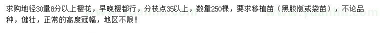 求購30量8公分以上櫻花