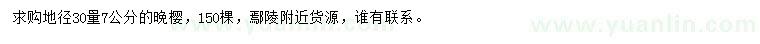求購(gòu)30量7公分晚櫻