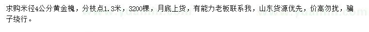 求購米徑4公分黃金槐