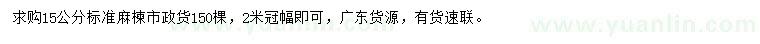 求購(gòu)15公分麻楝