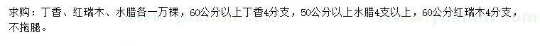 求購丁香、紅瑞木、水臘