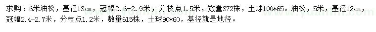 求購5、6米油松
