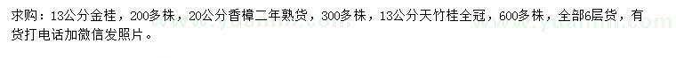 求購金桂、香樟、天竹桂