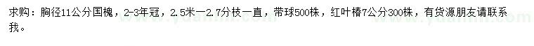 求購(gòu)胸徑11公分國(guó)槐、7公分紅葉椿