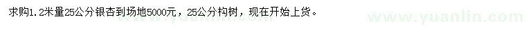 求購(gòu)1.2米量25公分銀杏、25公分構(gòu)樹