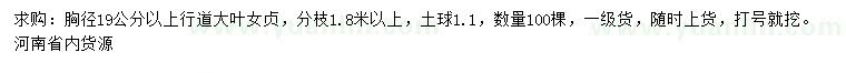 求購(gòu)胸徑19公分以上大葉女貞