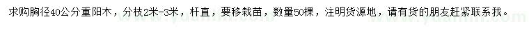 求購胸徑40公分重陽木