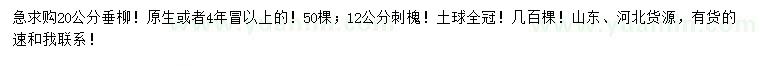 求購(gòu)20公分垂柳、12公分刺槐