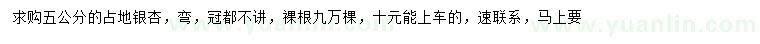 求購(gòu)5公分占地銀杏