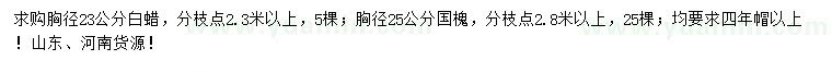 求購胸徑23公分白蠟、胸徑25公分國槐
