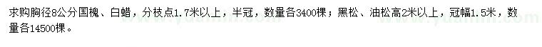 求購國槐、白蠟、黑松等