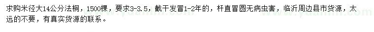 求購米徑大14公分法桐