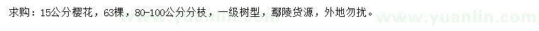 求購(gòu)15公分櫻花