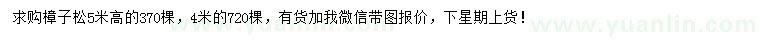 求購(gòu)高4米、5米樟子松