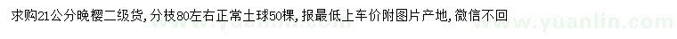 求購21公分晚櫻