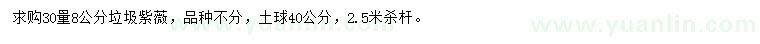 求購(gòu)30量8公分垃圾紫薇