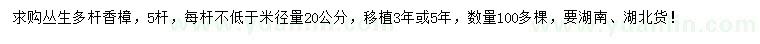求購叢生多桿香樟