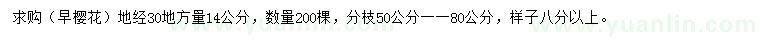 求購30量14公分早櫻