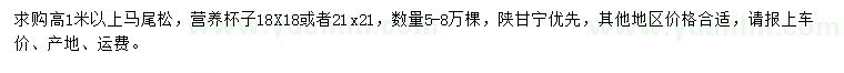 求購高1米以上馬尾松