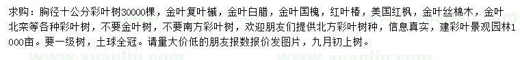 求購(gòu)金葉復(fù)葉槭、金葉白臘、金葉國(guó)槐等