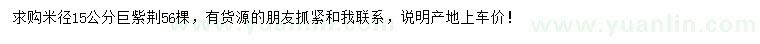求購米徑15公分巨紫荊