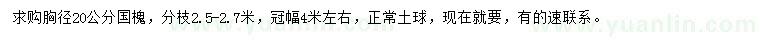 求購(gòu)胸徑20公分國(guó)槐