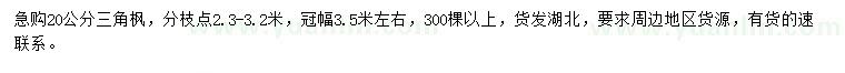 求購20公分三角楓