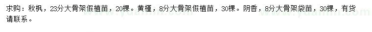 求購(gòu)秋楓、黃槿、陰香