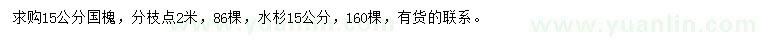 求購15公分國槐、水杉