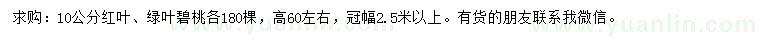求購10公分紅葉碧桃、綠葉碧桃