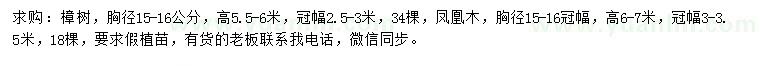 求購(gòu)胸徑15-16公分樟樹、鳳凰木