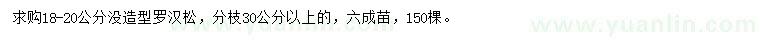 求購18-20公分羅漢松