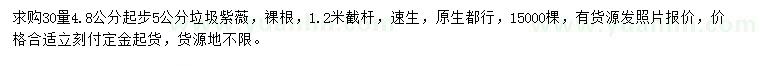 求購30量4.8公分起步垃圾紫薇