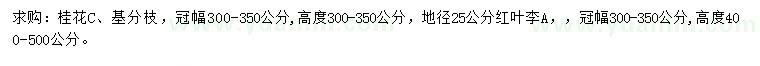 求購冠幅300-350公分桂花、地徑25公分紅葉李