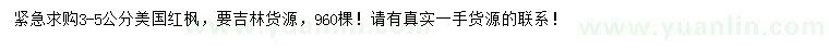 求購3-5公分美國(guó)紅楓