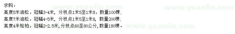 求購高4米檜柏、5、7米油松