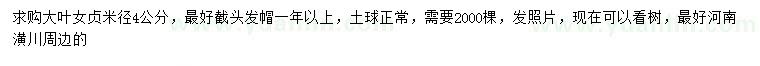 求購米徑4公分大葉女貞