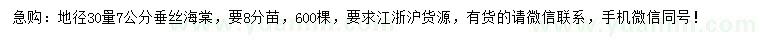 求購地徑30量7公分垂絲海棠