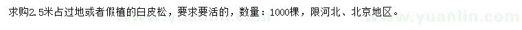 求購(gòu)2.5米白皮松
